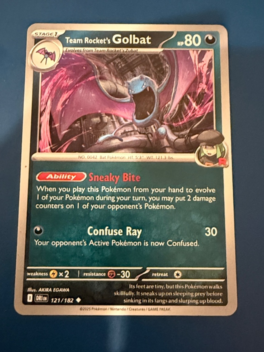 Pokemon Team Rocket's Golbat Card - Teal & Purple